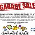 Garage sale, September 10,11 2016    